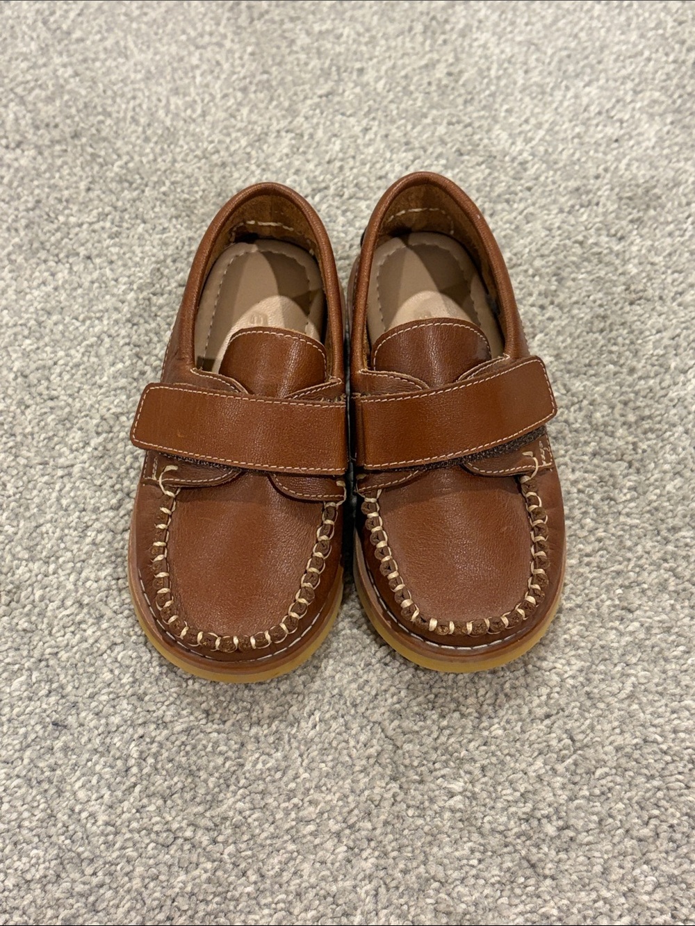Elephantito Brown Kids Dress Loafers with Hook-and-Loop Strap